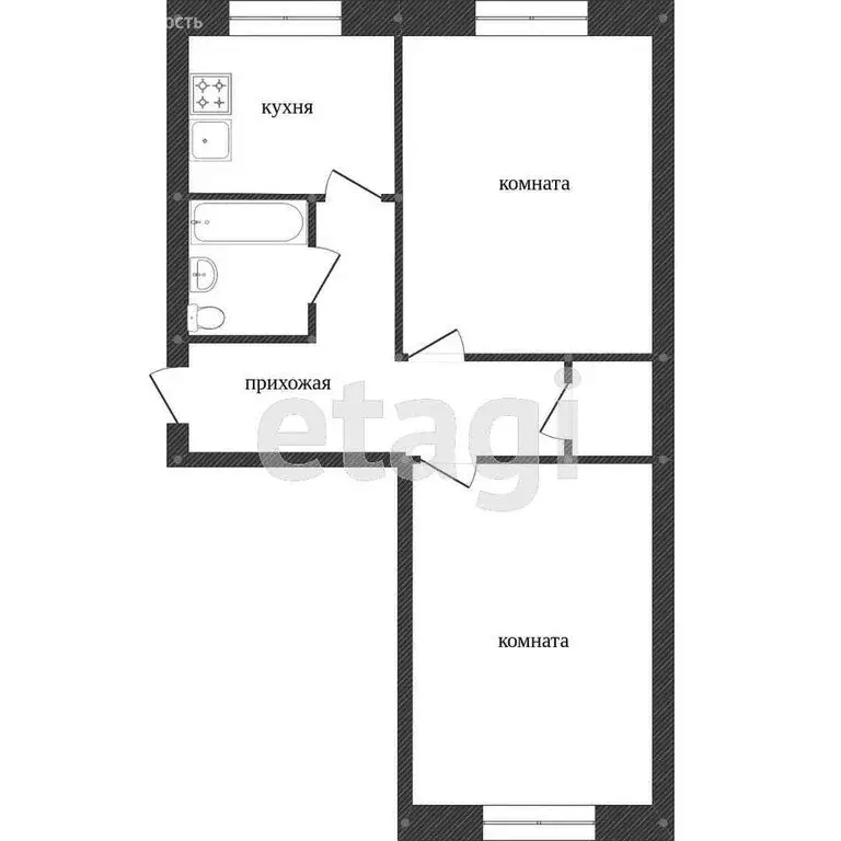 2-комнатная квартира: Тобольск, 4-й микрорайон, 7 (44 м) - Фото 0