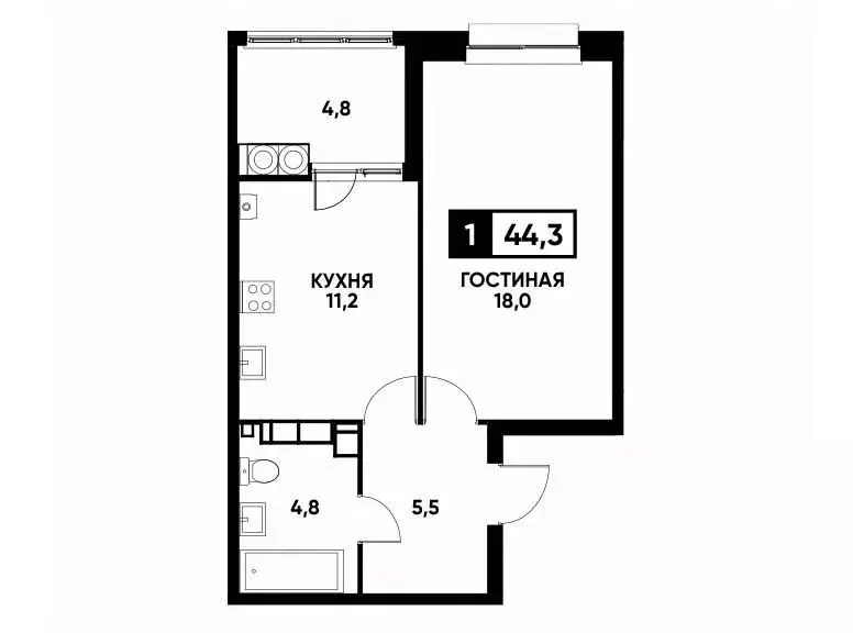 1-к кв. Ставропольский край, Ставрополь ул. Андрея Голуба, 16к3 (44.3 ... - Фото 0