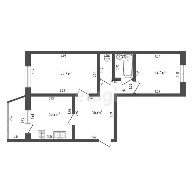 2-комнатная квартира: Тамбов, Советская улица, 187Е (73.3 м) - Фото 0