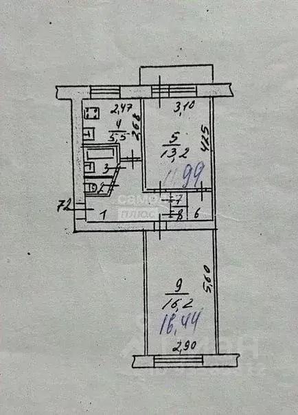 2-к кв. Курская область, Курск Магистральный проезд, 16Б (46.3 м) - Фото 1