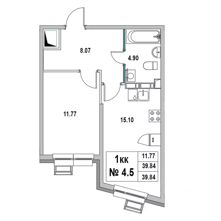 1-к кв. Ленинградская область, Выборг ул. 2-я Южная, 4 (39.84 м) - Фото 1