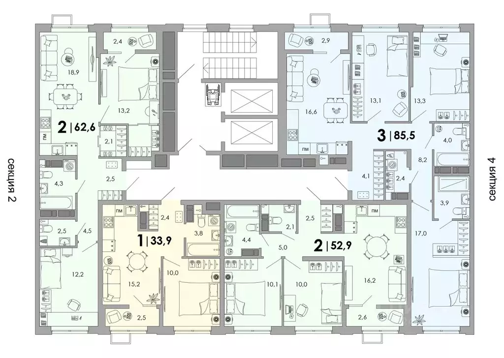 2-к кв. Владимирская область, Владимир Уно жилой комплекс (52.9 м) - Фото 2