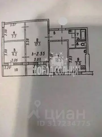 4-к кв. Омская область, Омск ул. Рокоссовского, 10/1 (65.0 м) - Фото 1