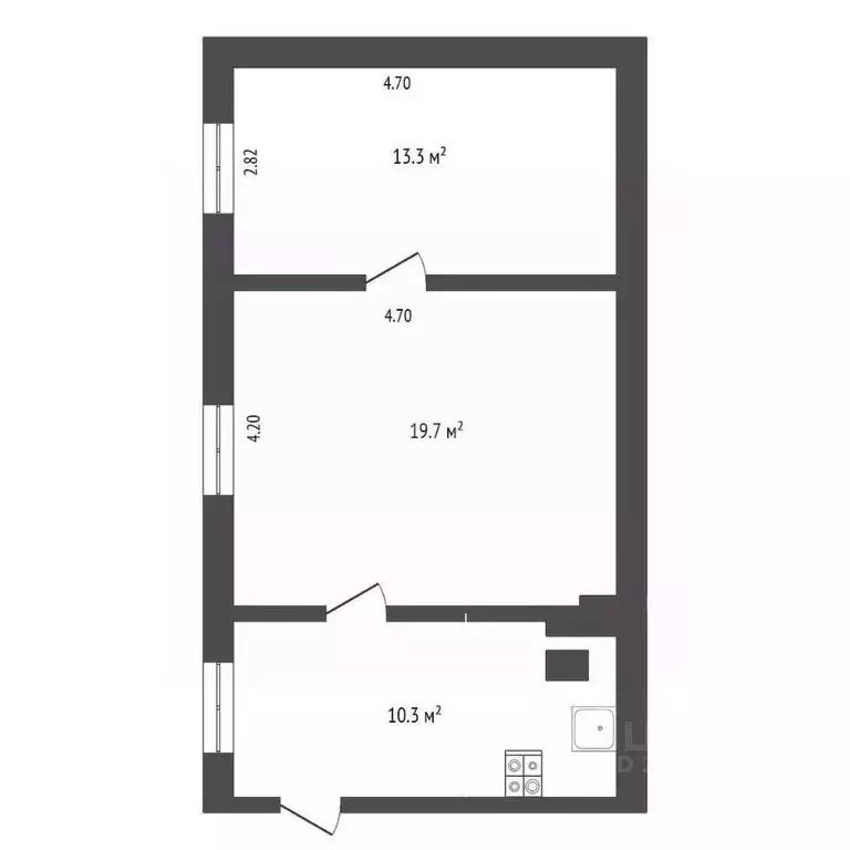 2-к кв. Калининградская область, Черняховск Дачная ул., 38 (43.3 м) - Фото 2