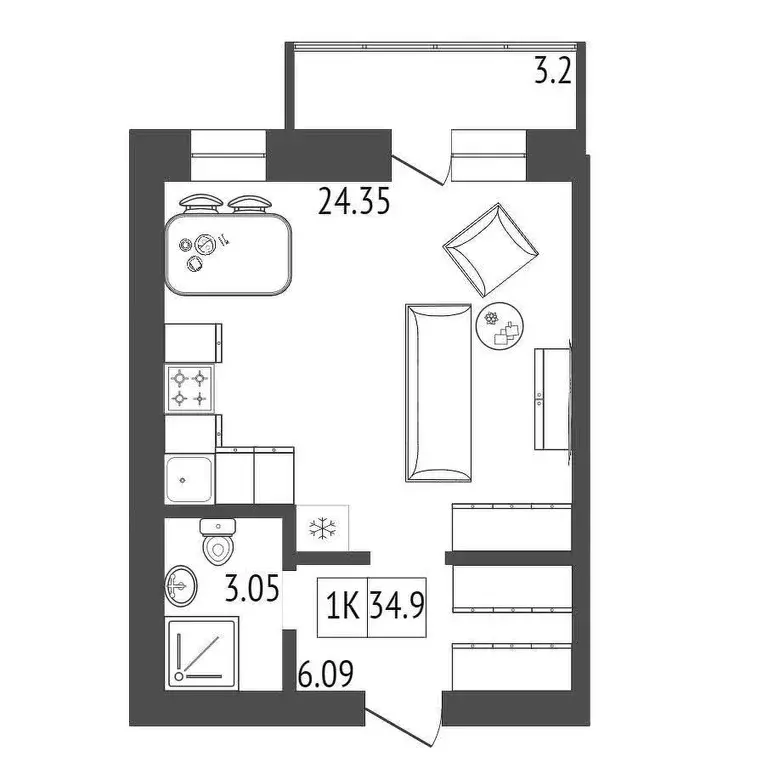 Продаётся квартира-студия, 34.1 м - Фото 0