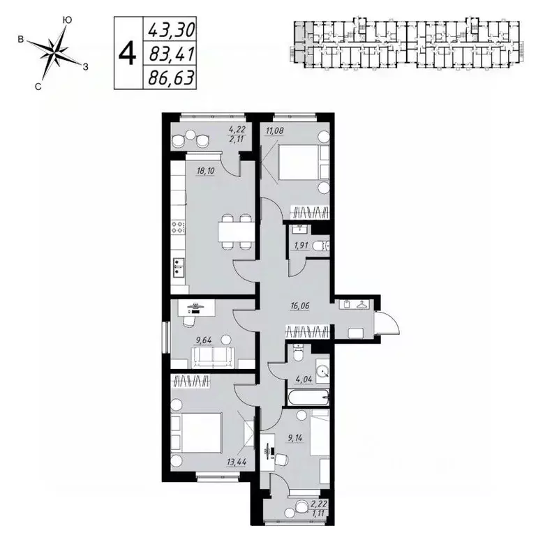 4-к кв. Тамбовская область, Тамбов Телецентр мкр, Строганов жилой ... - Фото 1