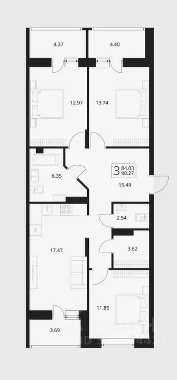 3-к кв. Брянская область, Брянский район, Снежское с/пос, пос. Путевка ... - Фото 1