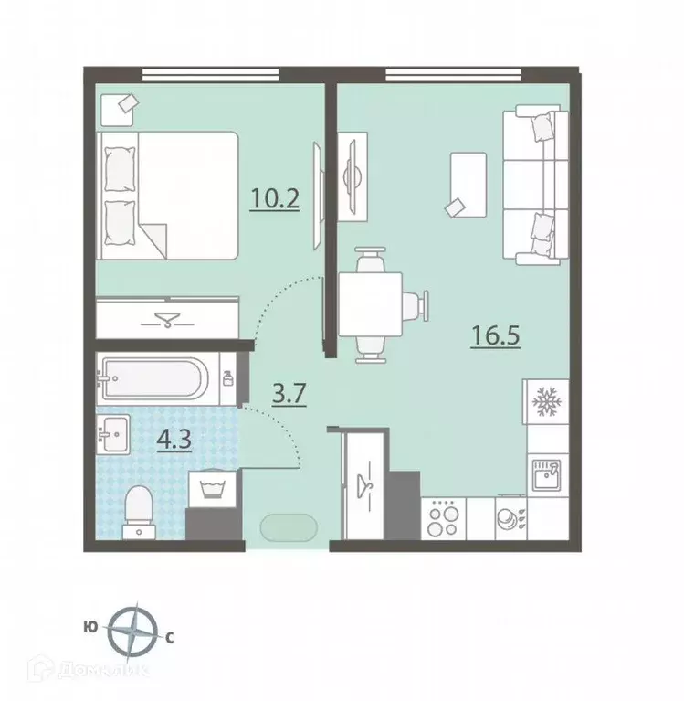 Продаётся 1-к квартира, 34.7 м - Фото 1