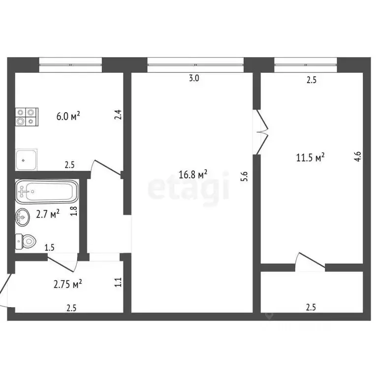 2-к кв. Московская область, Люберцы Юбилейная ул., 9 (46.2 м) - Фото 1