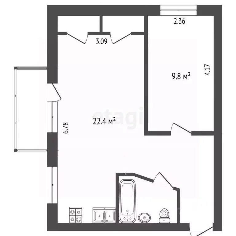 2-к кв. Челябинская область, Челябинск ул. Сулимова, 94Б (40.6 м) - Фото 1
