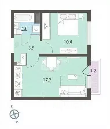 1-к кв. Свердловская область, Екатеринбург ул. Зеленый Остров, 14/2 ... - Фото 2