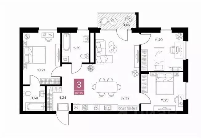 3-к кв. Рязанская область, Рязанский район, Тюшевское с/пос, д. Хирино ... - Фото 0