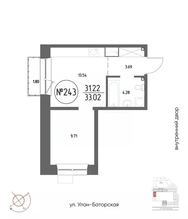 1-к кв. Иркутская область, Иркутск Макс жилой комплекс (33.02 м) - Фото 1