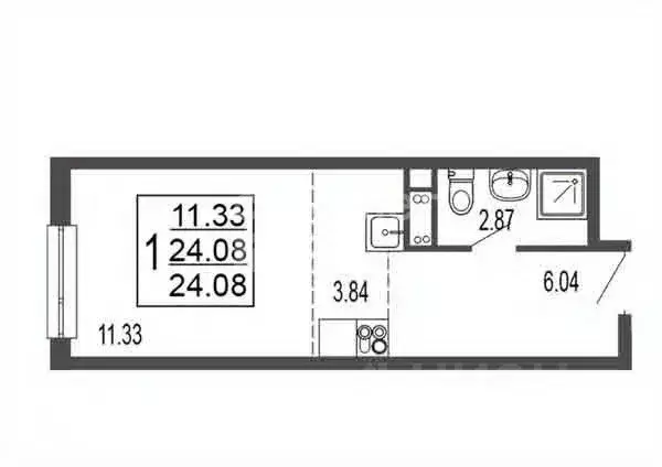 Студия Московская область, Лыткарино 6-й мкр, 15Д (24.08 м) - Фото 2