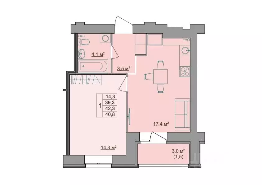 1-к кв. Костромская область, Кострома Магистральная ул., 49А (40.8 м) - Фото 1