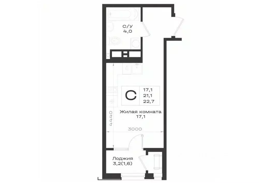 Студия Ставропольский край, Железноводск ул. 11-я Линия, 5 (22.7 м) - Фото 1