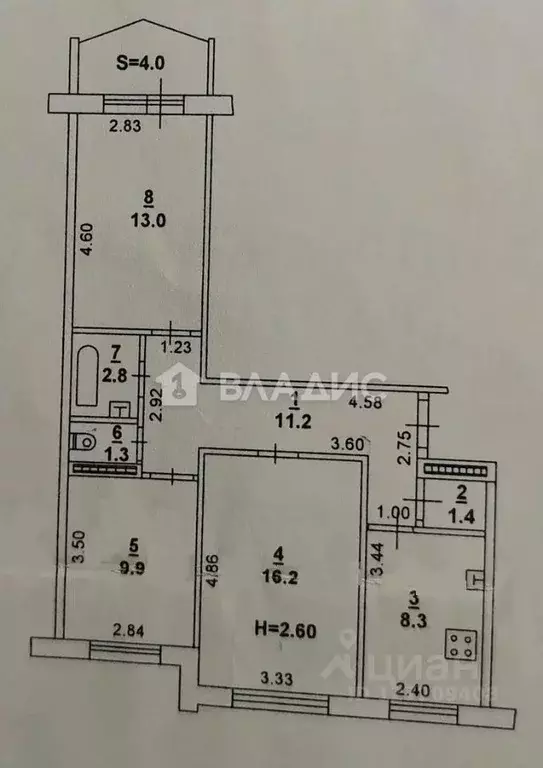 3-к кв. Ростовская область, Ростов-на-Дону ул. Зорге, 60 (66.1 м) - Фото 2