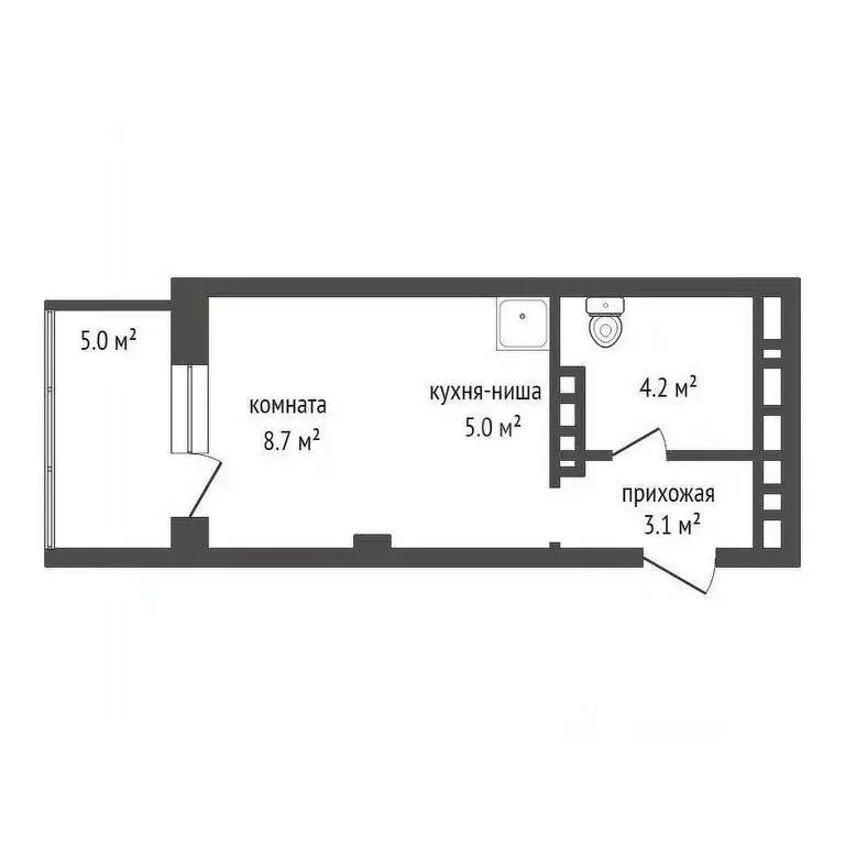 Студия Красноярский край, Красноярск ул. Лесников, 55 (22.0 м) - Фото 2