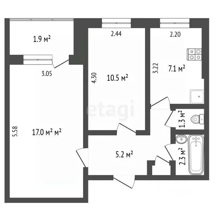 2-к кв. Московская область, Щелково Талсинская ул., 6 (43.7 м) - Фото 2