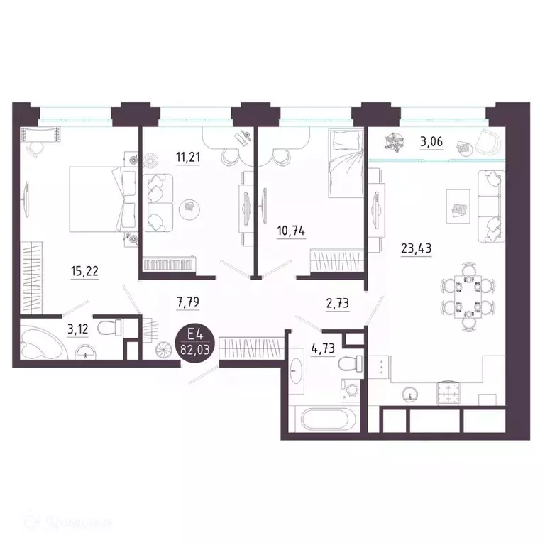 3-к кв. Рязанская область, Рязань Московское ш. (82.03 м) - Фото 1