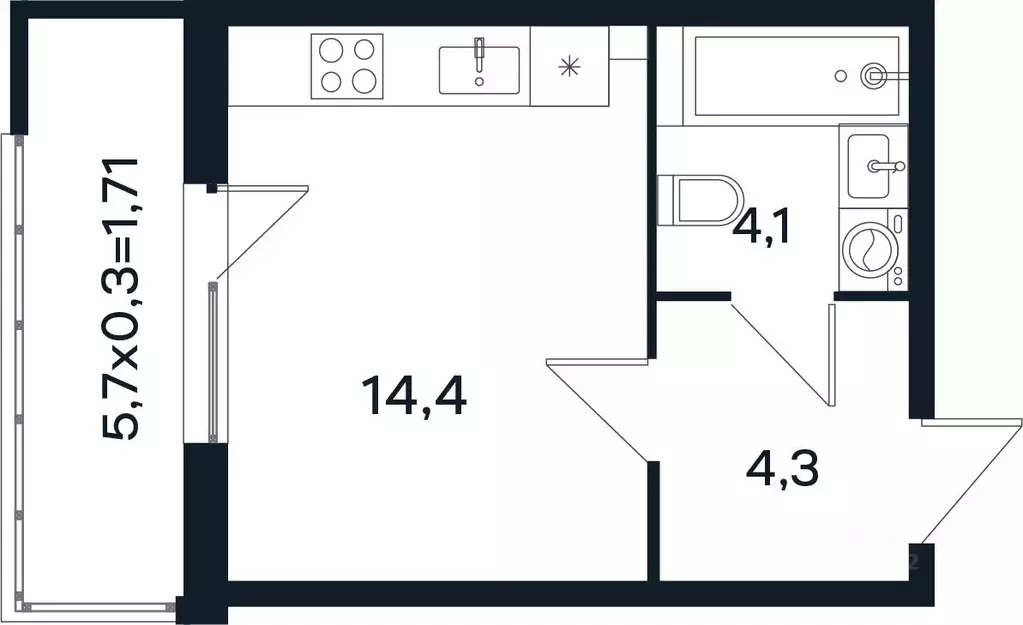 Студия Краснодарский край, Краснодар Новая Елизаветка мкр, ул. Имени ... - Фото 1