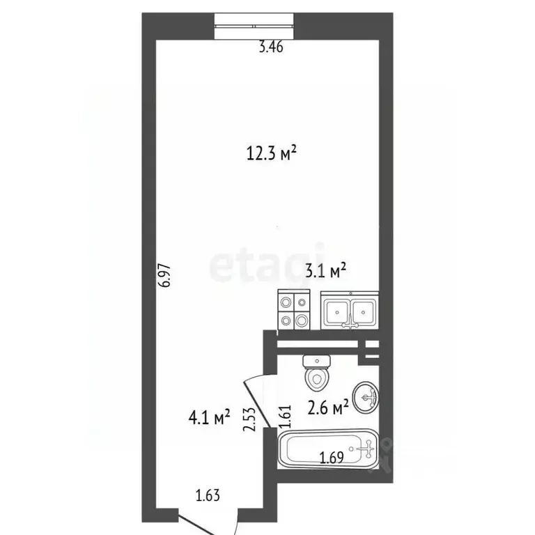 Студия Москва Ильменский проезд, 4к2 (22.1 м) - Фото 2