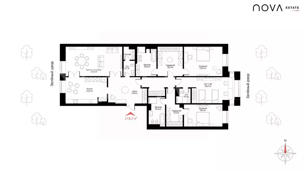 4-к кв. Санкт-Петербург наб. Реки Фонтанки, 76к2 (218.3 м) - Фото 2