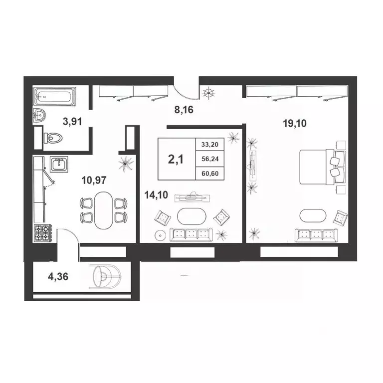2-к кв. Новгородская область, Великий Новгород ул. Королева, 22к2 ... - Фото 0