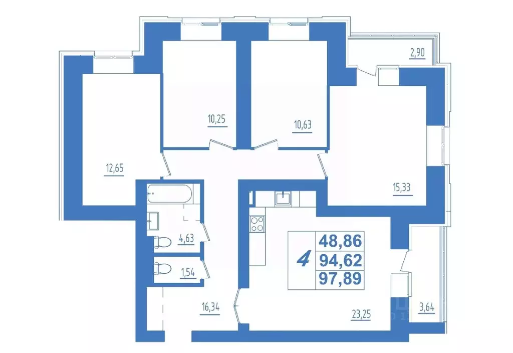 4-к кв. Мордовия, Саранск ул. Кирова, 9 (97.89 м) - Фото 0