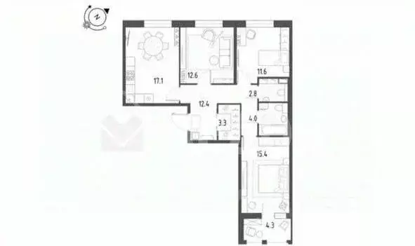 3-к кв. Омская область, Омск Волгоградская ул., 63 (81.1 м) - Фото 1