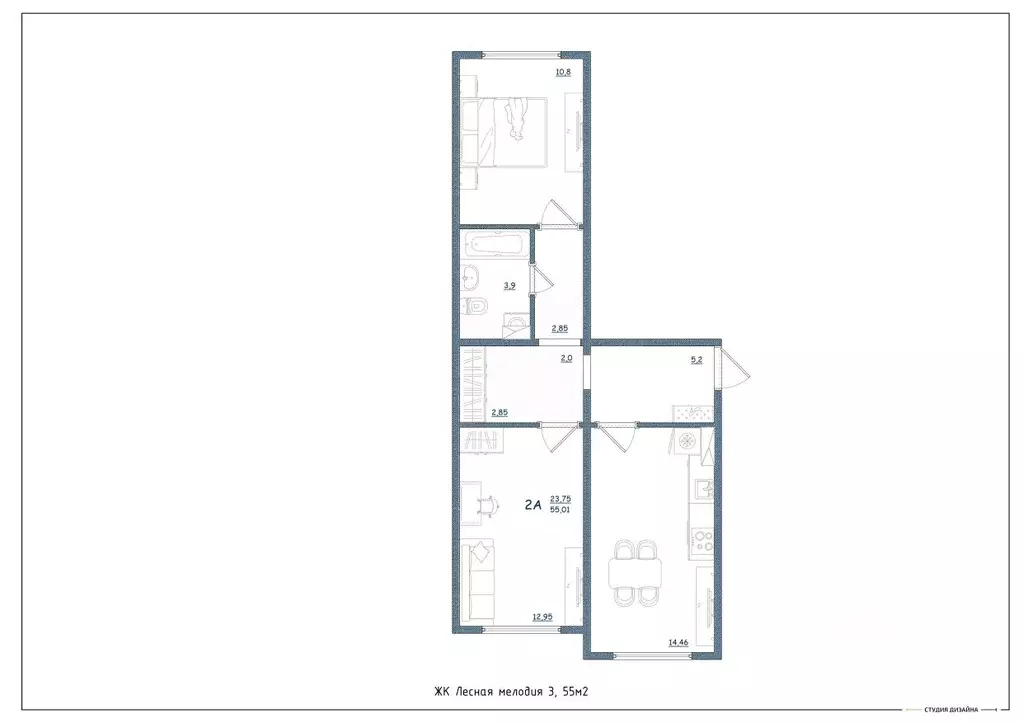 2-к кв. Тверская область, Тверь ул. Левитана, 93А (55.0 м) - Фото 1