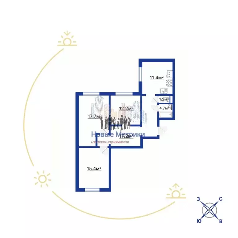 3-к кв. Санкт-Петербург Планерная ул., 71К3 (79.8 м) - Фото 1