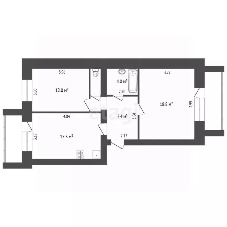 2-к кв. Архангельская область, Котлас просп. Мира, 12 (58.9 м) - Фото 2