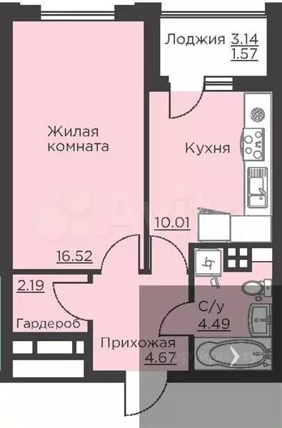 1-к. квартира, 39,4 м, 4/18 эт. - Фото 0