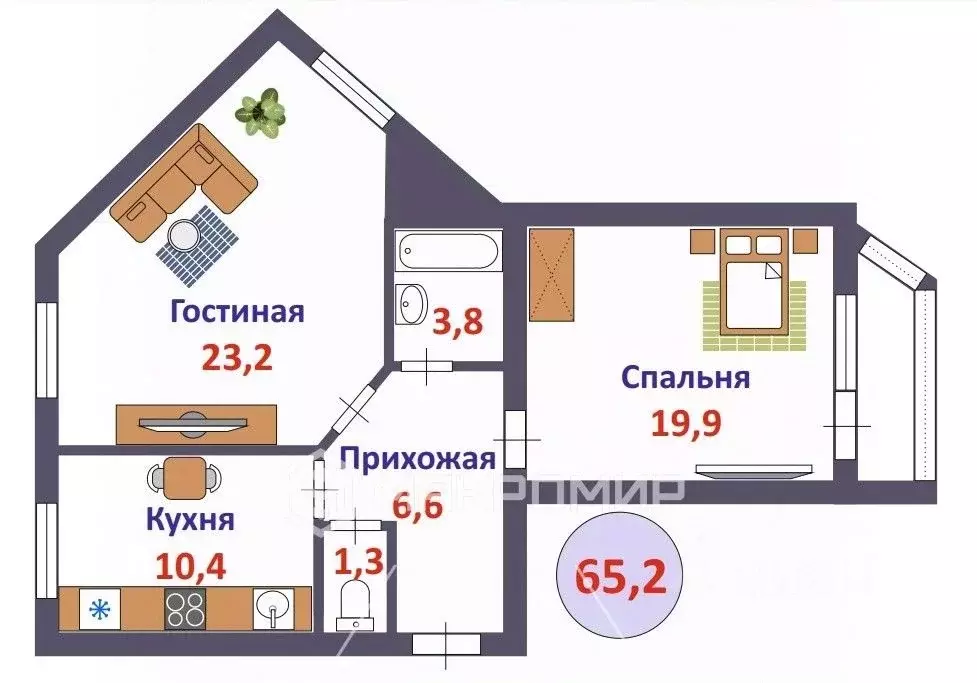 2-к кв. Кировская область, Киров Северная Набережная ул., 15к1 (65.2 ... - Фото 1