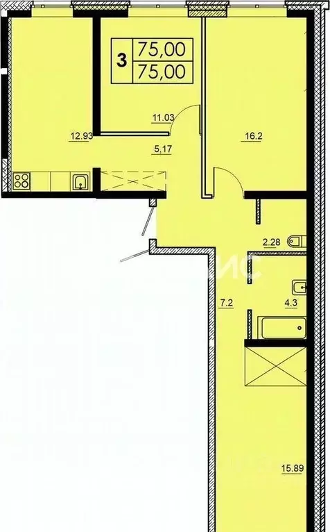 3-к кв. Иркутская область, Иркутск ул. Баумана, 271/1 (75.0 м) - Фото 2