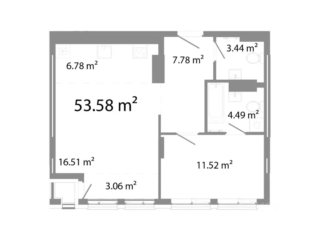 2-к кв. Челябинская область, Челябинск ул. Худякова, 18/3 (53.58 м) - Фото 1