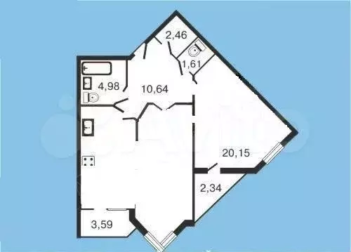 2-к. квартира, 68 м, 9/19 эт. - Фото 0