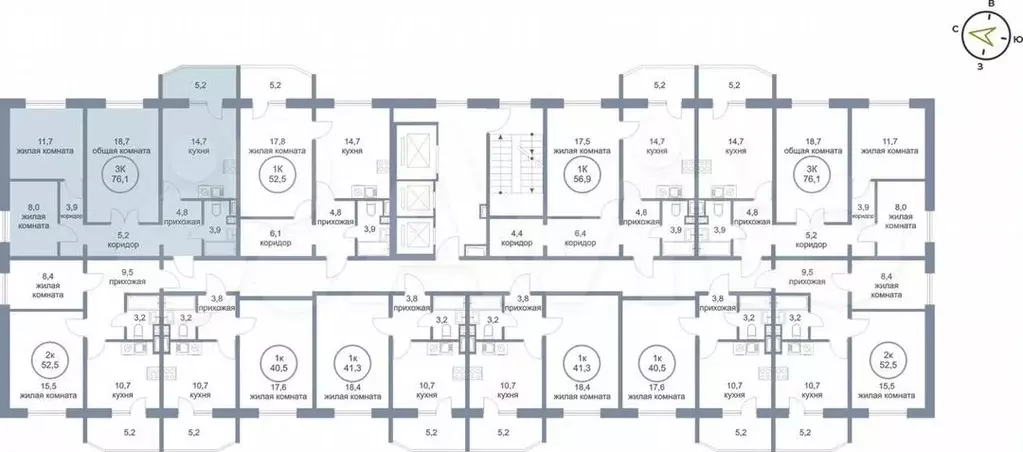 3-к. квартира, 76,1м, 14/14эт. - Фото 1