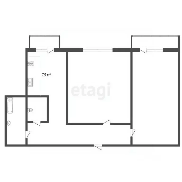 2-к кв. Хабаровский край, Комсомольск-на-Амуре Юбилейная ул., 6к3 ... - Фото 2
