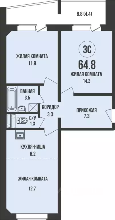 2-к кв. Новосибирская область, Новосибирск Династия жилой комплекс ... - Фото 0