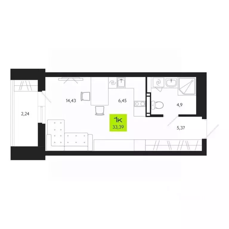 1-к кв. Томская область, Томск Уютный жилой квартал, ул. Маяковского, ... - Фото 1