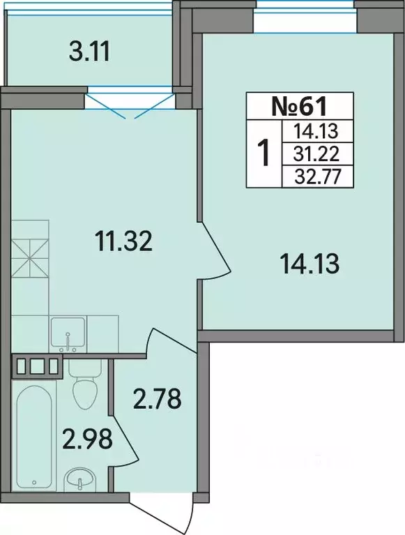 1-к кв. Ленинградская область, Всеволожский район, Агалатовское с/пос, ... - Фото 1