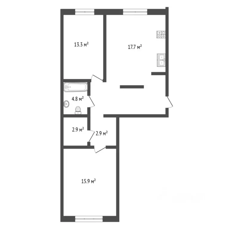 2-к кв. Тюменская область, Тюмень Новгородская ул., 14 (72.5 м) - Фото 2