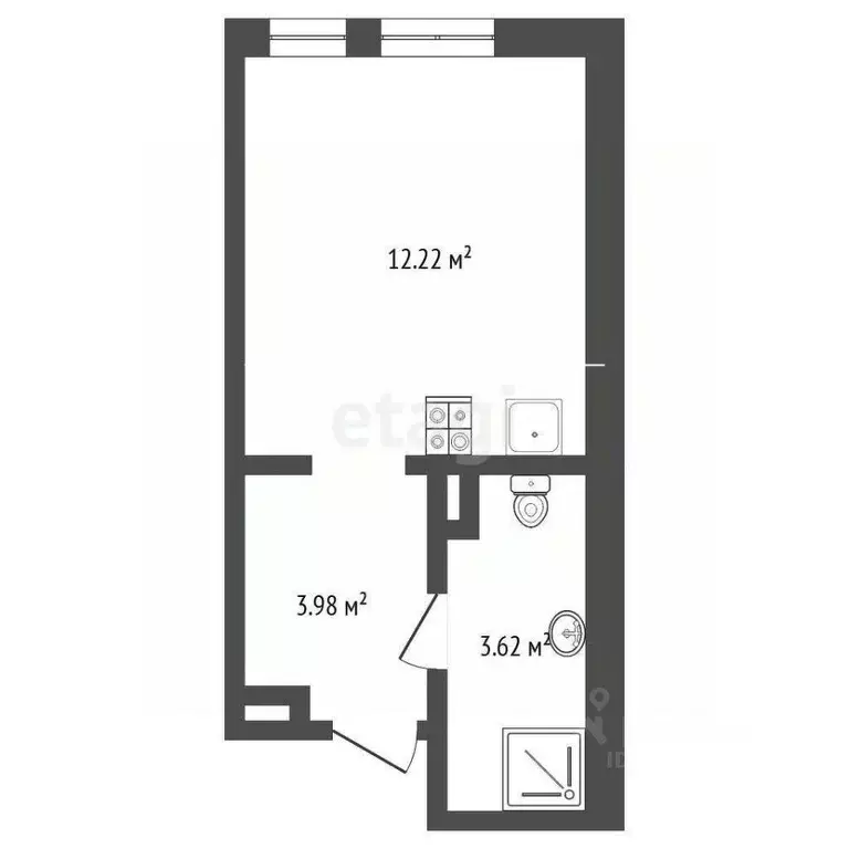 Студия Тюменская область, Тюмень Харьковская ул., 76 (19.7 м) - Фото 1