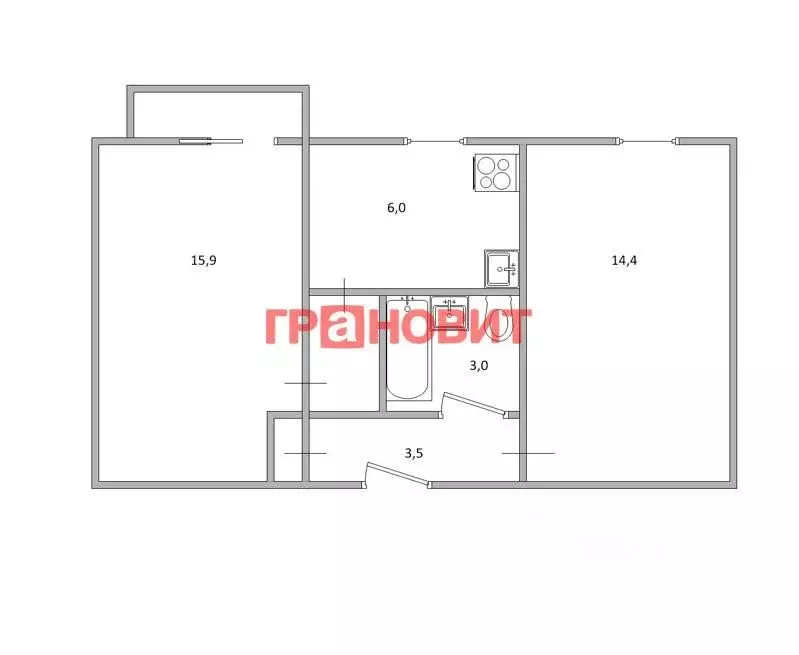 2-к кв. Новосибирская область, Новосибирск Телевизионная ул., 7 (42.6 ... - Фото 1