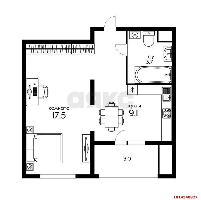 1-комнатная квартира: Краснодар, Питерская улица, 40 (38 м) - Фото 0
