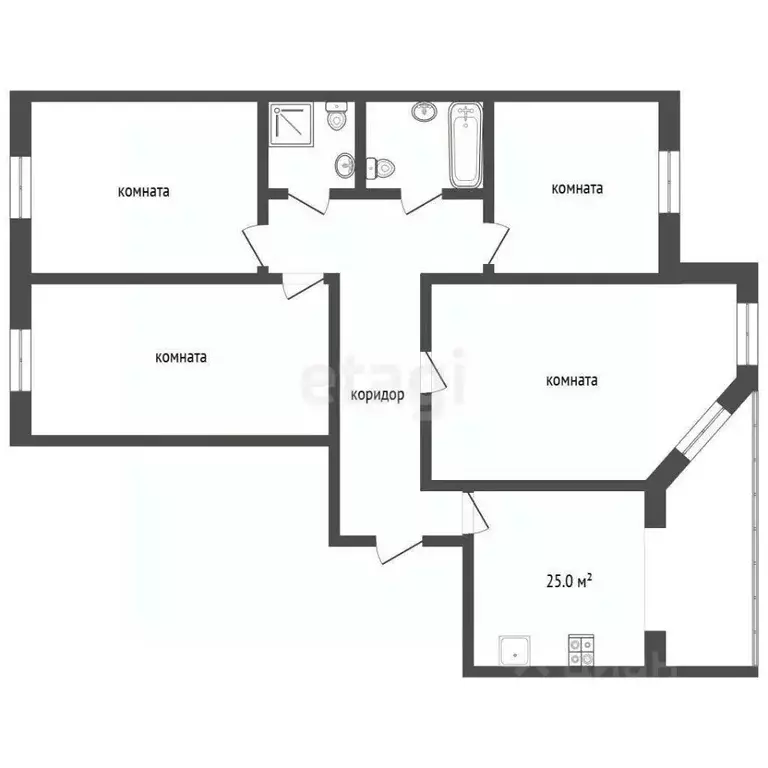 3-к кв. Ханты-Мансийский АО, Сургут ул. Энергетиков, 1/1 (89.0 м) - Фото 2
