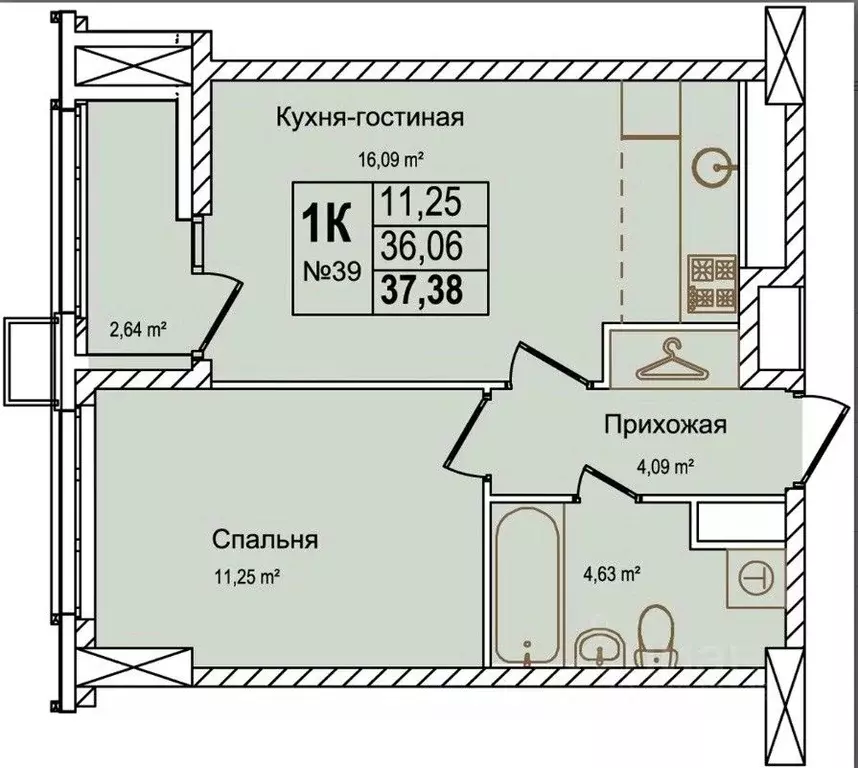 1-к кв. Нижегородская область, Нижний Новгород ул. Красных Зорь, 23Д ... - Фото 0