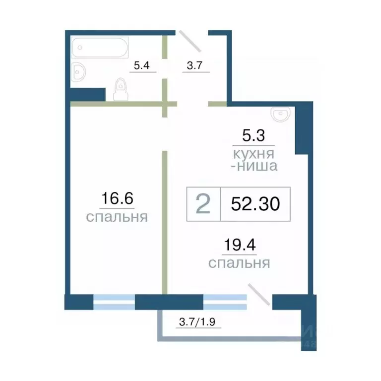 2-к кв. Красноярский край, Красноярск ул. Дубровинского (52.3 м) - Фото 1